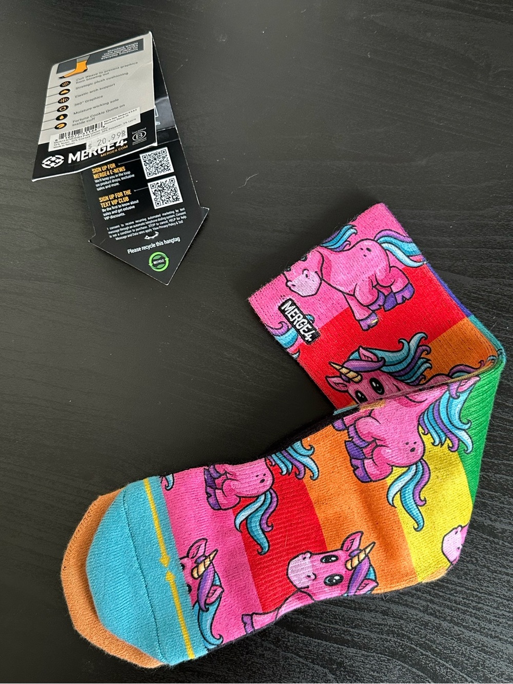 NWT Merge 4 socks Unicorn & rainbow print